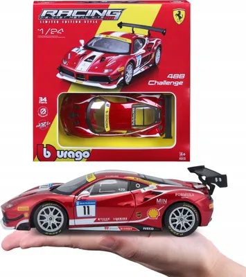 Zdjęcie produktu dla BBURAGO Ferrari 488 Challenge, Model samochodu sportowego, Wstępnie zmontowany, 1:24, Ferrari 488 Challenge, Każda płeć, Metal, Plastik
