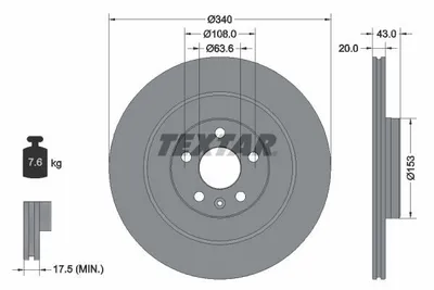 Produktbild von 2 Textar Bremsscheiben hinten für Volvo Xc90
