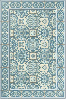 Produktbild von Griechische geometrie dekorative fliesen – Vinyl Fußmatte – 60x90 cm – Rutschfest, Pflegeleicht & Langlebig