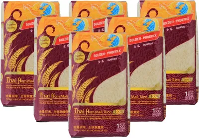 Produktbild von 6er Pack GOLDEN PHOENIX Thai Duftreis Langkorn | Jasmine Rice | Superior Quality