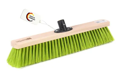 Produktbild von Qualitäts Straßenbesen 40cm Breit mit QuickFix-Stielhalter neon-grüne Kunststoff-Borsten Besen Kehrbesen ohne Stiel