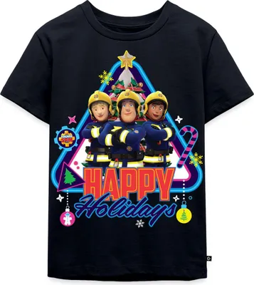 Produktbild von Spreadshirt Feuerwehrmann Sam™ Happy Holidays From The Team Kinder Premium T-Shirt, 122/128 (6 Jahre), Navy