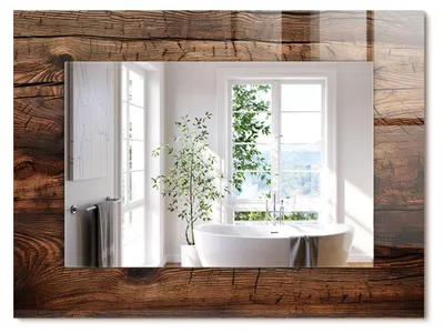 Produktbild von Holzbrett Textur – Rechteckiger Spiegel mit Druck 80x60 cm – Modern - Dekorativ für die Wand