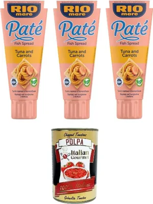 Produktbild von Rio Mare- Patè Tonno e Carote Thunfisch-Karotten-Patè 3x100gr + Italian Gourmet polpa 400g