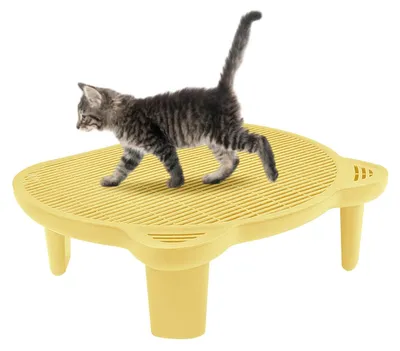 Zdjęcie produktu dla Rampka dla kota do kuwety – miska na żwirek – 51 x 40,5 x 15 cm – nośność 15 kg – tworzywo PP – kolor żółty