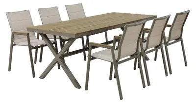 Produktbild von Primaster Garten-Essgruppe Milos 6 Personen Aluminium taupe/creme