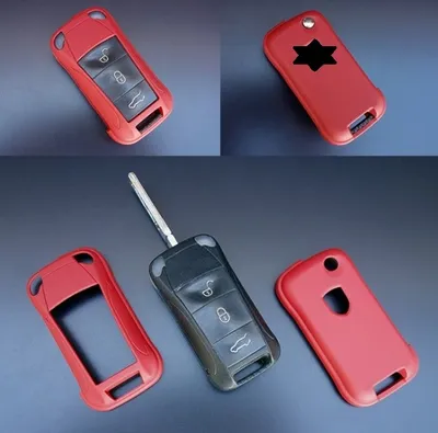 Produktbild von PREMIUM Schlüsselcover Schlüssel Cover in Rot für Porsche