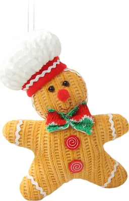 Produktbild von 1/2 Stück Lebkuchenmann-Figur, Weihnachtsplüsch, ausgestopfte Puppe mit Hut, Lebkuchen-Hängeornament für Weihnachtsbaum, Kamindekoration, B