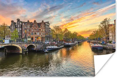 Produktbild von MuchoWow® Poster Amsterdam - Wasser - Niederlande 180x120 cm - Fotoplakat
