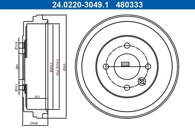 Zdjęcie produktu dla Bęben Ham. Nissan T. Micra 0,9-1,0/1,5 Dci 17- Bez Łożyska