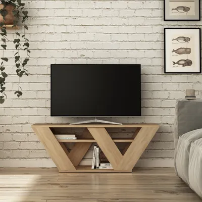 Produktbild von DECORTIE Pipralla Moderner TV-Ständer Multimedia-Center TV-Element, Eiche 110 x 30 x 40 cm