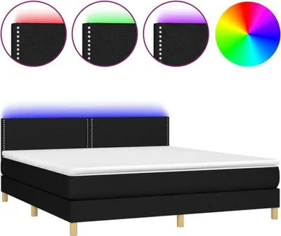 Produktbild von vidaXL Boxspringbett mit Matratze & LED Schwarz 160x200 cm Stoff