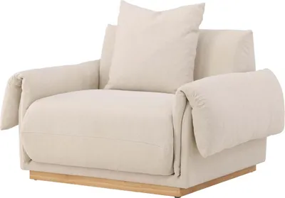 Produktbild von FURNLUX Sessel Mollosund Beige Und Eiche 95cm / Hauptfarbe: Beige / Abmessungen: 95 x 118 x 82 cm