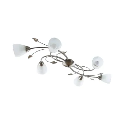 Produktbild von Lindby Deckenlampe Yannie, 6-flg., 106 cm, nickel/weiß, Glas