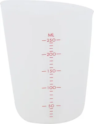 Produktbild von 250-ml-Messbecher aus Silikon mit Markierungen für Kaffee, Tee und Milch
