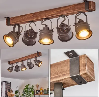 Produktbild von Villanuova moderne Deckenlampe aus Holz/Metall in Braun/Schwarz