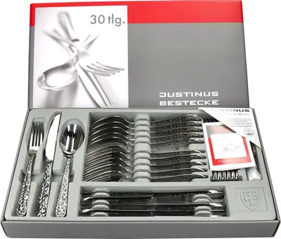 Produktbild von 30tlg Invictus Komplett-Besteck-Set für 6 Personen Messer Gabel Löffel Edelstahl
