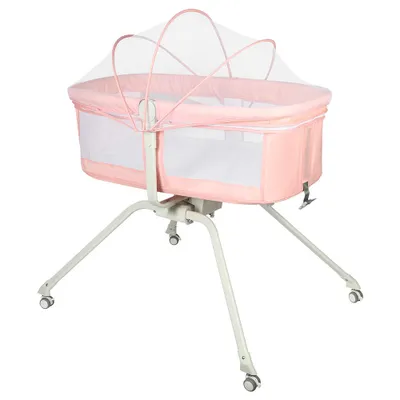 Produktbild von Babywiege,Reisebett für Babys mit Matratze, Moskitonetz, ,Schaukelsystem,Rosa