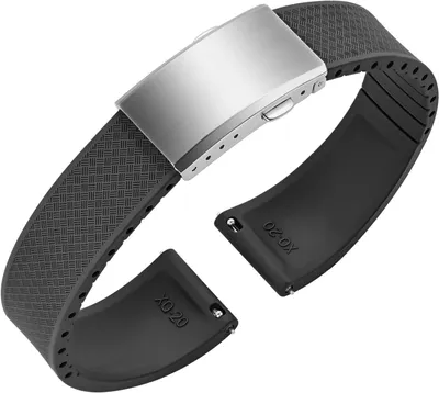 Productafbeelding van FKM fluorrubber horlogeband 22 mm met snelsluiting en veerstaafjes, inkortbaar
