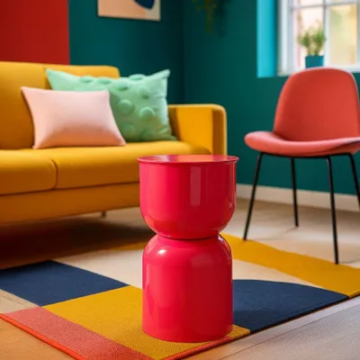Immagine prodotto di Tavolinetto in metallo fucsia lucido cm ø 31x46