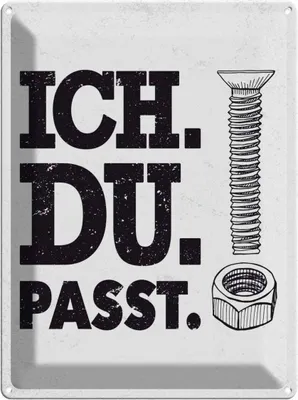 Produktbild von vianmo Blechschild 40x30 cm Ich Du Passt schwarz Schraube Dekoration Spruch Zitat