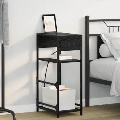 Immagine prodotto di vidaXL Comodino Nero effetto rovere 40 x 27 x 76 cm in materiale derivato dal legno