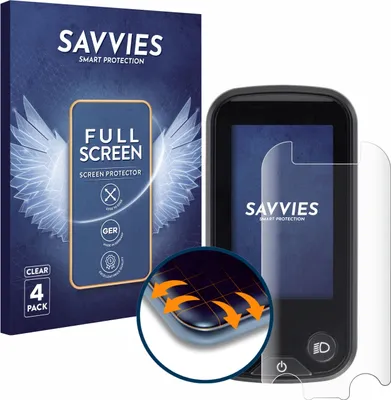 Produktbild von 4x Savvies Fullscreen Schutzfolie für Shimano Steps SC-E6100 Displayschutz Folie Fullcover Klar Transparent