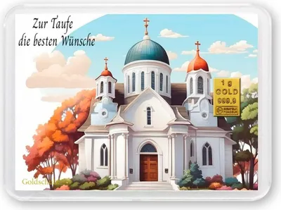 Produktbild von Grußkarte Zur Taufe die besten Wünsche Gold 1g 1 Gramm Motivbox - Geschenk + Echtheitszertifikat