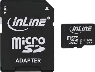 Produktbild von InLine® MicroSDXC Speicherkarte mit SD Adapter, Class 10/U3, 128GB
