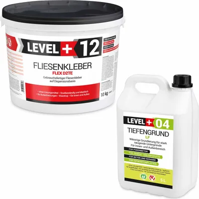 Produktbild von Fertig Flexkleber 10kg + Tiefengrund 5 L  Flexkleber Weiß SET206