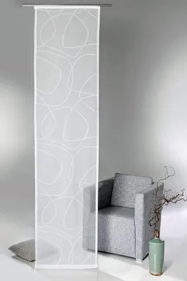 Image de Voilage coulissant - Transparent - Blanc naturel - 245 x 60 cm - Tissu voile transparent - Trolley à roulettes inclus