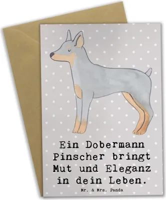 Produktbild von Mr. & Mrs. Panda Beileidskarte Dobermann Pinscher - Grau Pastell - Geschenk, Eleganz, treue Begleiter, osterkarte, einladungskarten, intelligente Hunde, aktive, Grußkarte