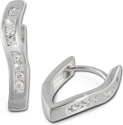 Produktbild von SilberDream Creolen weiß Ohrringe Sterlingsilber Welle Zirkonia Damen D2SDO377W