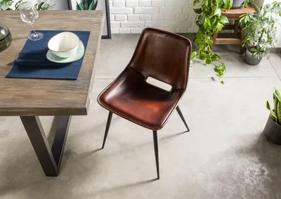 Produktbild von MASSIVMOEBEL24 IRON LABEL Stuhl #22 47x59x78 braun Echtleder