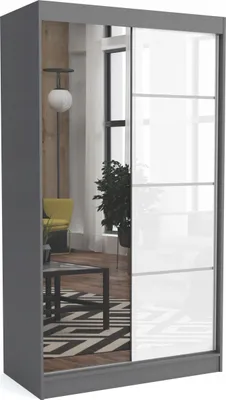 Produktbild von Moderner Kleiderschrank mit Schiebetüren ZANU 100 cm Hochglanzplatte (ANTRACIT)