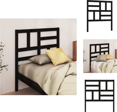 Obrázek produktu pro vidaXL Čelo postele černé 81x4x104 cm z masivního borovicového dřeva - Čelo a nohy postele