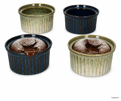 Produktbild von 4er Set Chef Soufflé Schälchen 160ml Mint Blau Steingut Mini-Backform