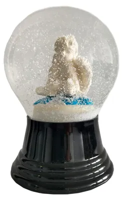 Schneekugel aus Glas, Engel weiß, 8 cm