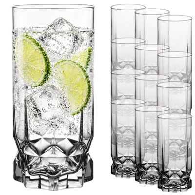 Zdjęcie produktu dla KADAX 12x Szklanki 325ml Do Drinków Napojów Wody Wysokie Zestaw Szklanek