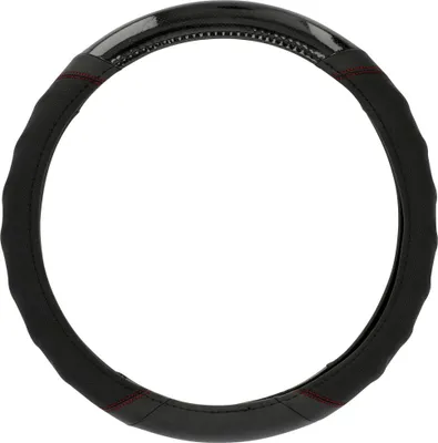 Immagine prodotto di Cartrend 60295 Coprivolante premium con impugnatura per le dita, cuciture rosse, nero/carbonio