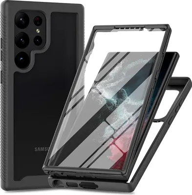 Image de Cazy Coque compatible avec Samsung Galaxy S24 Ultra Coque - Coque de Protection Totale 360° avec Protecteur d'Écran Intégré - Noir