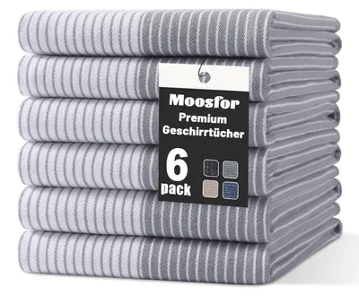 Produktbild von Geschirrtücher 100% Baumwolle 6er Set 46 x 72 cm Grau
