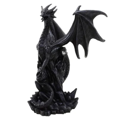 Immagine prodotto di Drago nero su roccia - Statua, fantasy, guardiano