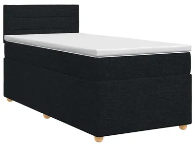 Zdjęcie produktu dla Łóżko kontynentalne z materacem Czarny 90 x 190 cm tkanina
