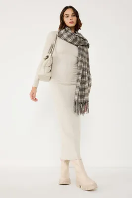 Produktbild von Langärmeliges, schlichtes Midikleid, Ecru, M