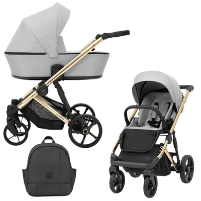 Imagen del producto de Cochecito de bebé Kunert Arizo Premium 2 en 1 - chasis dorado - color: gris
