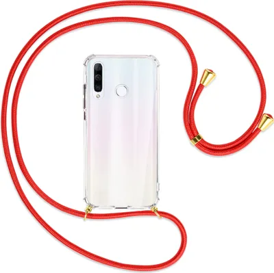 Produktbild von Handykette Backcover-Schutzhülle mit Band (Metall goldfarben) für Huawei P30 Lite - rot