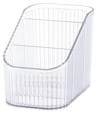 Produktbild von Make-up-Organizer, Kosmetik-Organizer mit 3 Fächern, große Aufbewahrungsbox aus Acryl für Kosmetikartikel, Kosmetik-Organizer für Pinsel, Eyeliner, Lippenstift und Hautpflegeprodukte (transparent S)