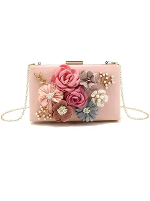 Produktbild von Tomshop24-7 Clutch Floris Abendtasche mit Blumendekor in rosa