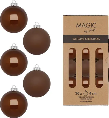 Weihnachtskugeln Glas 4cm 36 Stück - Creamy Hazelnut